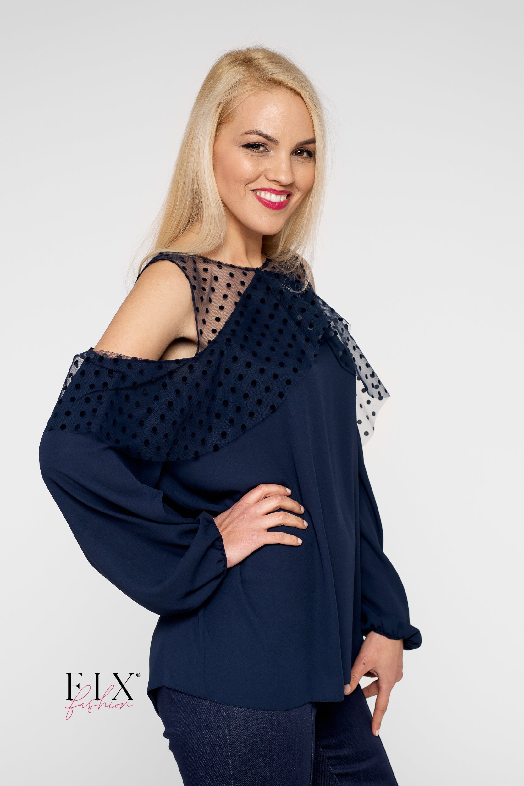 BLUZA CU VOLAN TULL CU BULINE 4017