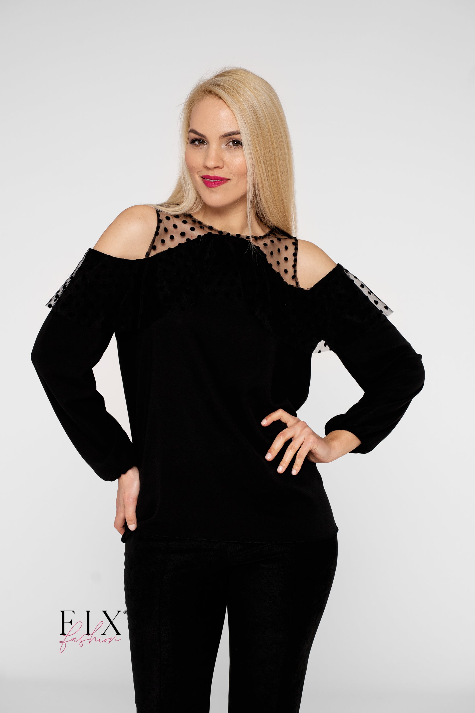 BLUZA CU VOLAN TULL CU BULINE 4017