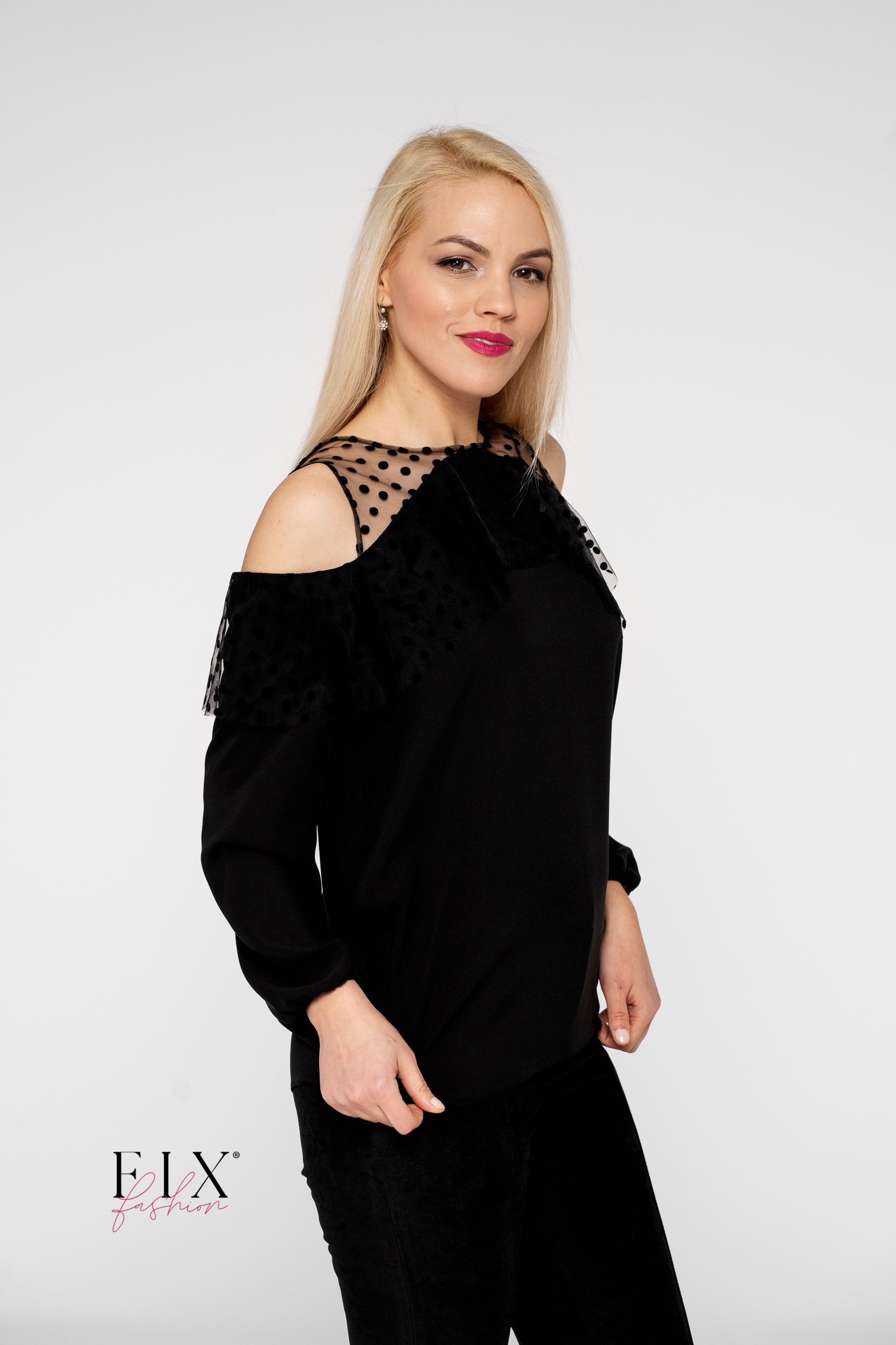 BLUZA CU VOLAN TULL CU BULINE 4017