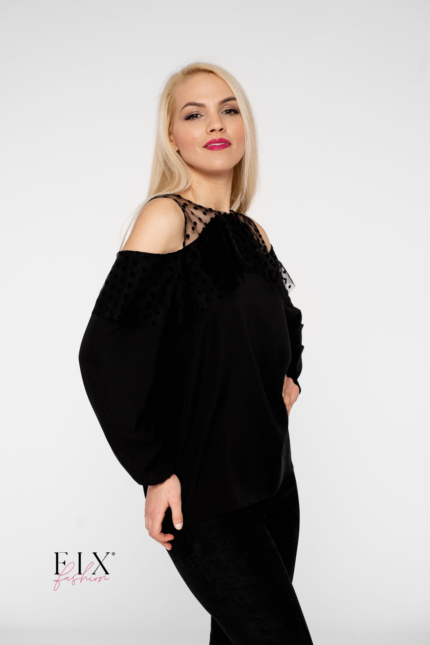 BLUZA CU VOLAN TULL CU BULINE 4017