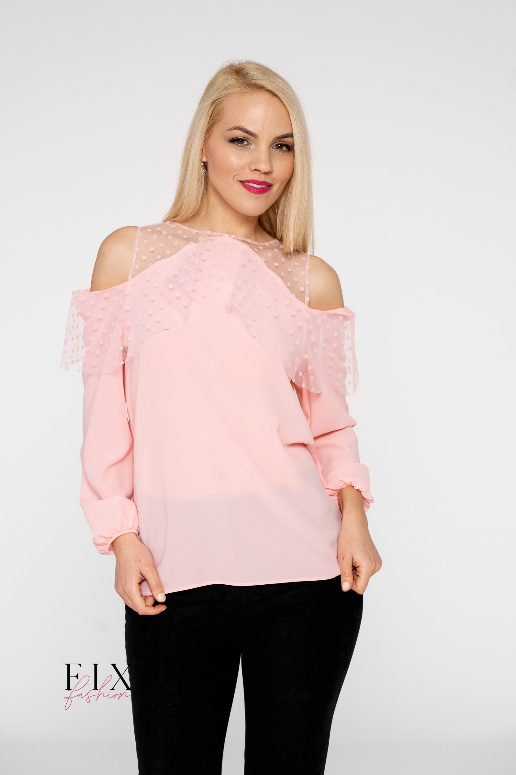 BLUZA CU VOLAN TULL CU BULINE 4017