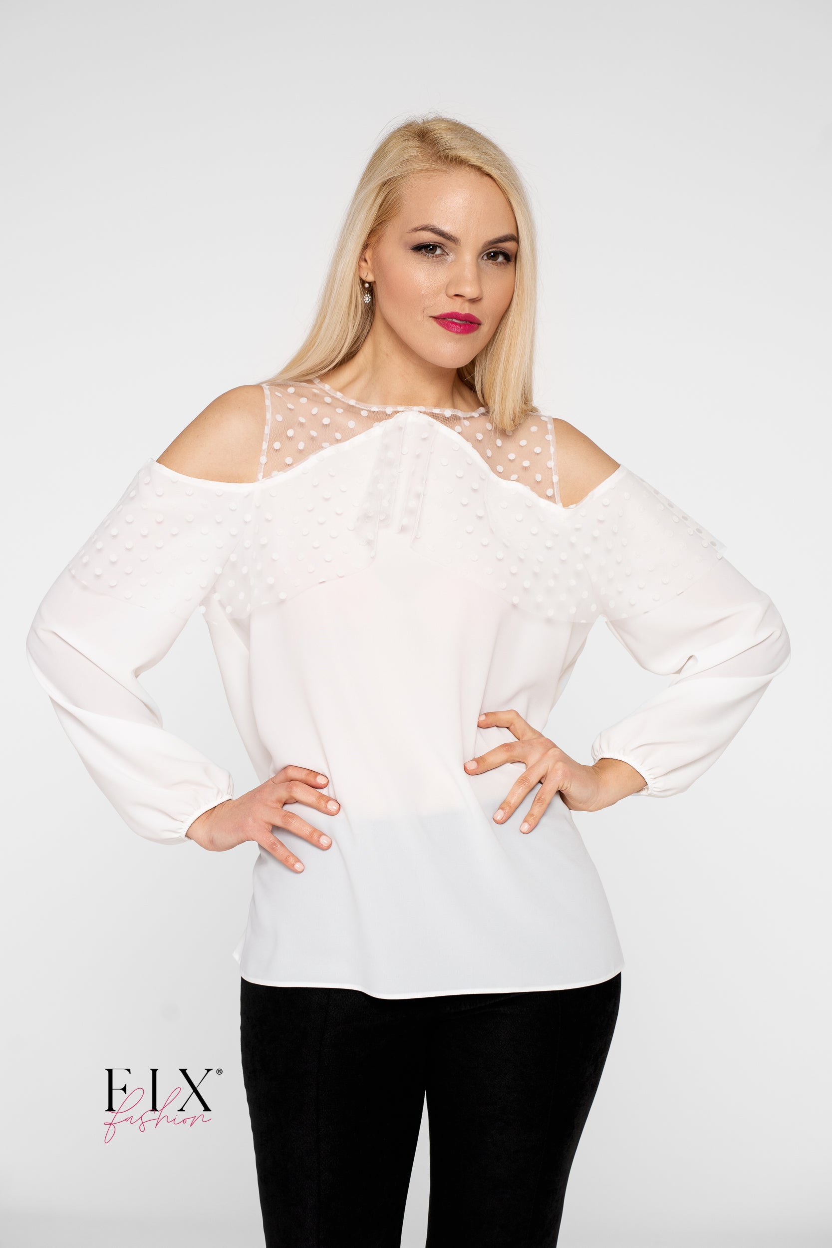 BLUZA CU VOLAN TULL CU BULINE 4017