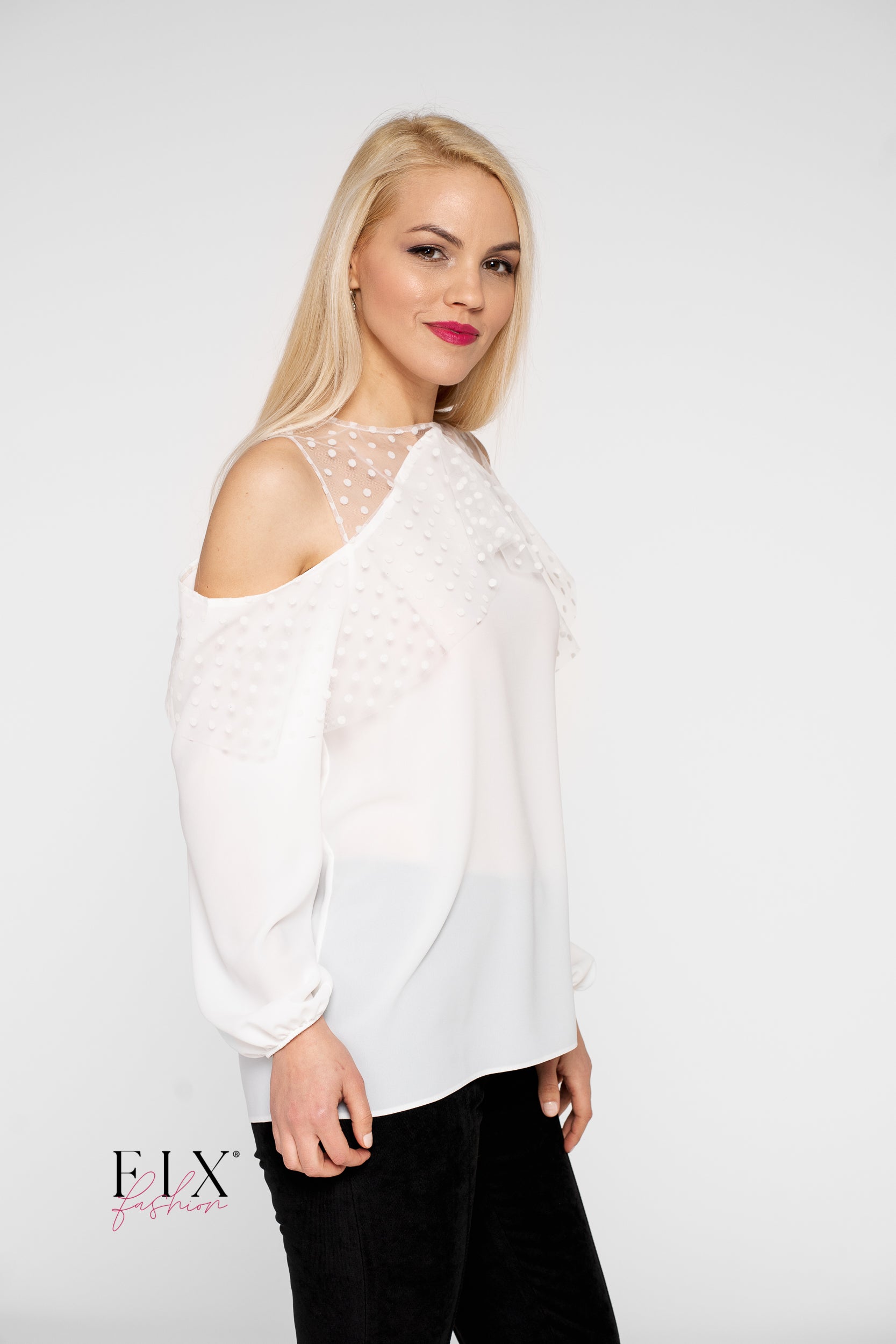 BLUZA CU VOLAN TULL CU BULINE 4017