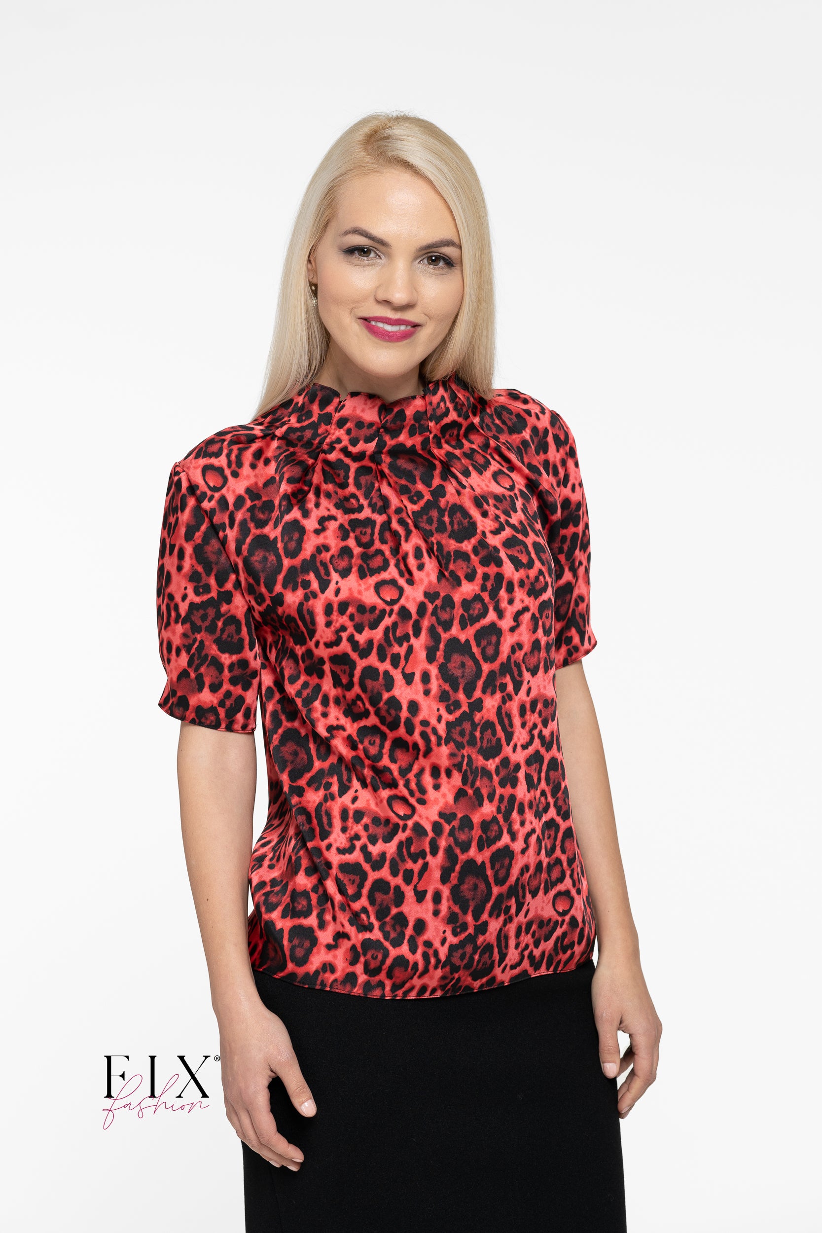 BLUZA ANIMAL PRINT CU MANECA SCURTA 4222